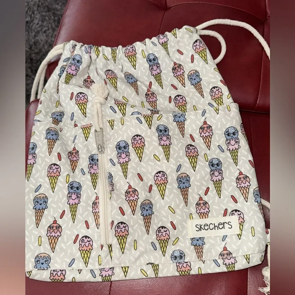 SKECHERS Fun Ice-Creams Print Drawstring Bag NWOT